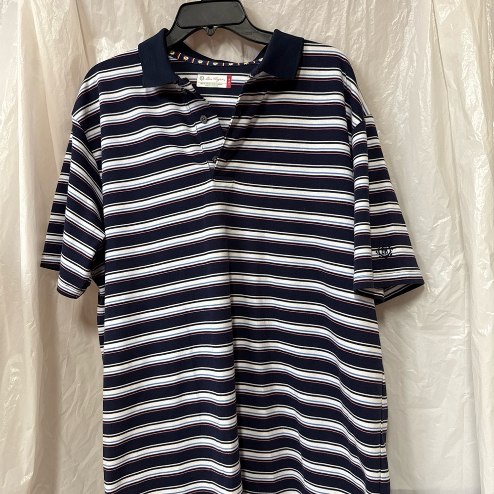 Ben Hogan Classic Navy Striped Polo Shirt. Size large